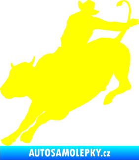 Samolepka Rodeo 001 levá  kovboj s býkem žlutá citron