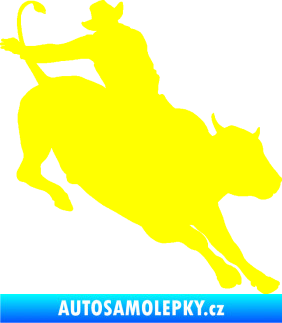 Samolepka Rodeo 001 pravá  kovboj s býkem žlutá citron