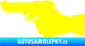 Samolepka Ruka s pistolí 001 levá ruce vzhůru žlutá citron