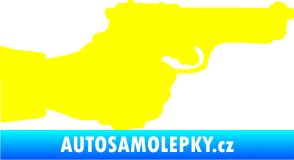 Samolepka Ruka s pistolí 001 pravá ruce vzhůru žlutá citron