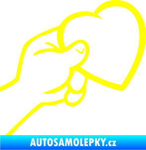 Samolepka Ruka se srdíčkem pravá žlutá citron