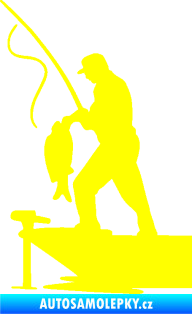 Samolepka Rybář 021 levá s prutem žlutá citron