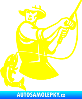 Samolepka Rybář 024 levá úlovek žlutá citron