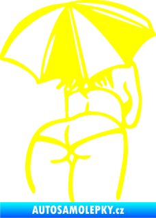 Samolepka Slečna s deštníkem pravá žlutá citron
