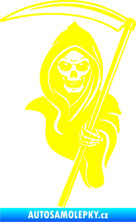 Samolepka Smrtka 005 levá s kosou žlutá citron