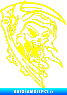 Samolepka Smrtková pravá s kosou žlutá citron