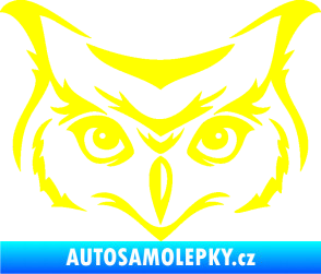 Samolepka Sova 002 hlava žlutá citron