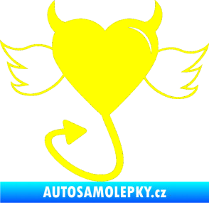 Samolepka Srdce anděl ďábel 002 levá žlutá citron