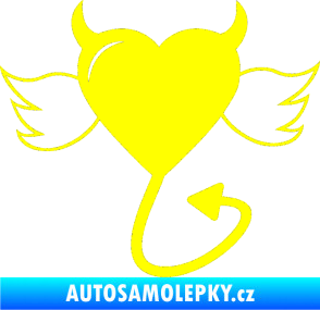 Samolepka Srdce anděl ďábel 002 pravá žlutá citron