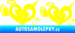 Samolepka Srdce anděl s ďáblem žlutá citron