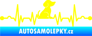 Samolepka Srdeční tep 002 pravá pejsek žlutá citron