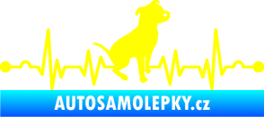 Samolepka Srdeční tep 007 pravá pitbull žlutá citron