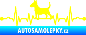 Samolepka Srdeční tep 008 levá pes bulteriér žlutá citron