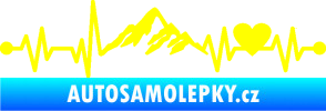 Samolepka Srdeční tep 011 hory se srdcem pravá žlutá citron