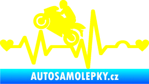 Samolepka Srdeční tep 013 levá motorkář žlutá citron