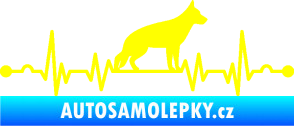 Samolepka Srdeční tep 014 pravá německý ovčák žlutá citron