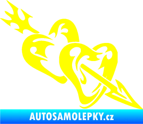 Samolepka Srdíčka 001 pravá se šípem žlutá citron