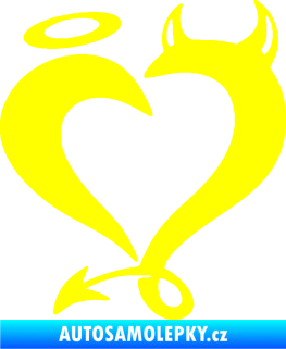 Samolepka Srdíčko 016 levá anděl s ďáblem žlutá citron