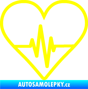 Samolepka Srdíčko 017 ekg křivka žlutá citron