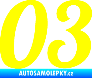 Samolepka Startovní číslo 03 typ 3 žlutá citron