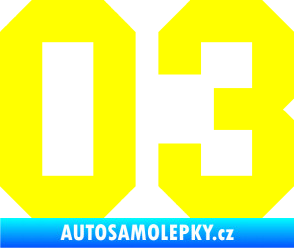 Samolepka Startovní číslo 03 žlutá citron