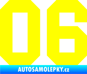 Samolepka Startovní číslo 06 žlutá citron