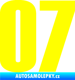 Samolepka Startovní číslo 07 typ 2   žlutá citron