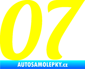 Samolepka Startovní číslo 07 typ 3 žlutá citron