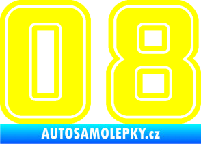 Samolepka Startovní číslo 08 typ 5 žlutá citron