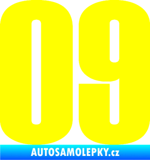 Samolepka Startovní číslo 09 typ 2    žlutá citron