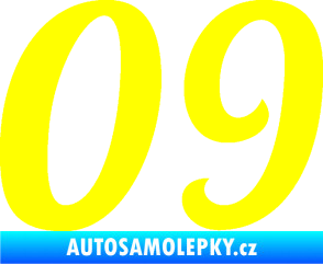 Samolepka Startovní číslo 09 typ 3  žlutá citron
