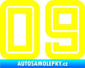 Samolepka Startovní číslo 09 typ 7 žlutá citron