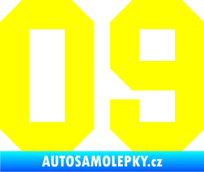 Samolepka Startovní číslo 09 žlutá citron