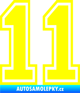 Samolepka Startovní číslo 11 typ 4 žlutá citron