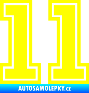 Samolepka Startovní číslo 11 typ 5 žlutá citron