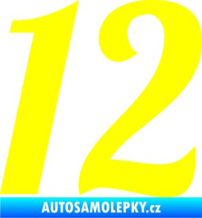 Samolepka Startovní číslo 12 typ 3    žlutá citron