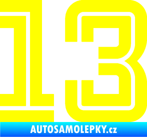 Samolepka Startovní číslo 13 typ 7 žlutá citron
