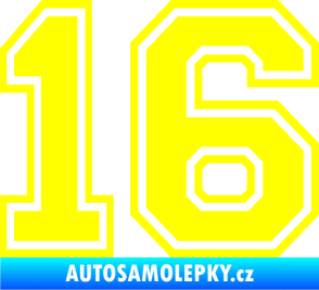 Samolepka Startovní číslo 16 typ 4 žlutá citron