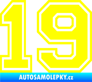 Samolepka Startovní číslo 19 typ 4 žlutá citron