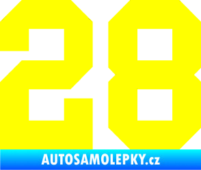 Samolepka Startovní číslo 28 žlutá citron