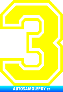 Samolepka Startovní číslo 3 typ 4 žlutá citron
