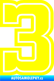 Samolepka Startovní číslo 3 typ 5 žlutá citron