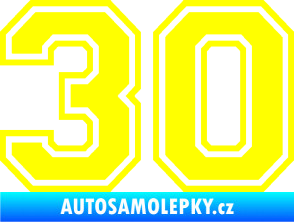 Samolepka Startovní číslo 30 typ 4 žlutá citron