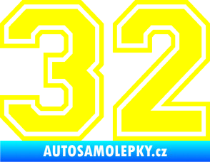 Samolepka Startovní číslo 32 typ 4 žlutá citron