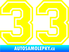 Samolepka Startovní číslo 33 typ 4 žlutá citron