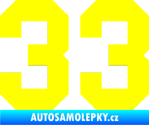 Samolepka Startovní číslo 33 žlutá citron