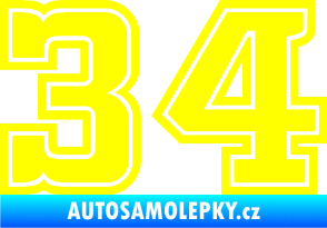 Samolepka Startovní číslo 34 typ 5 žlutá citron