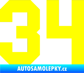Samolepka Startovní číslo 34 žlutá citron