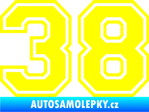 Samolepka Startovní číslo 38 typ 4 žlutá citron