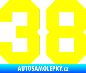 Samolepka Startovní číslo 38 žlutá citron